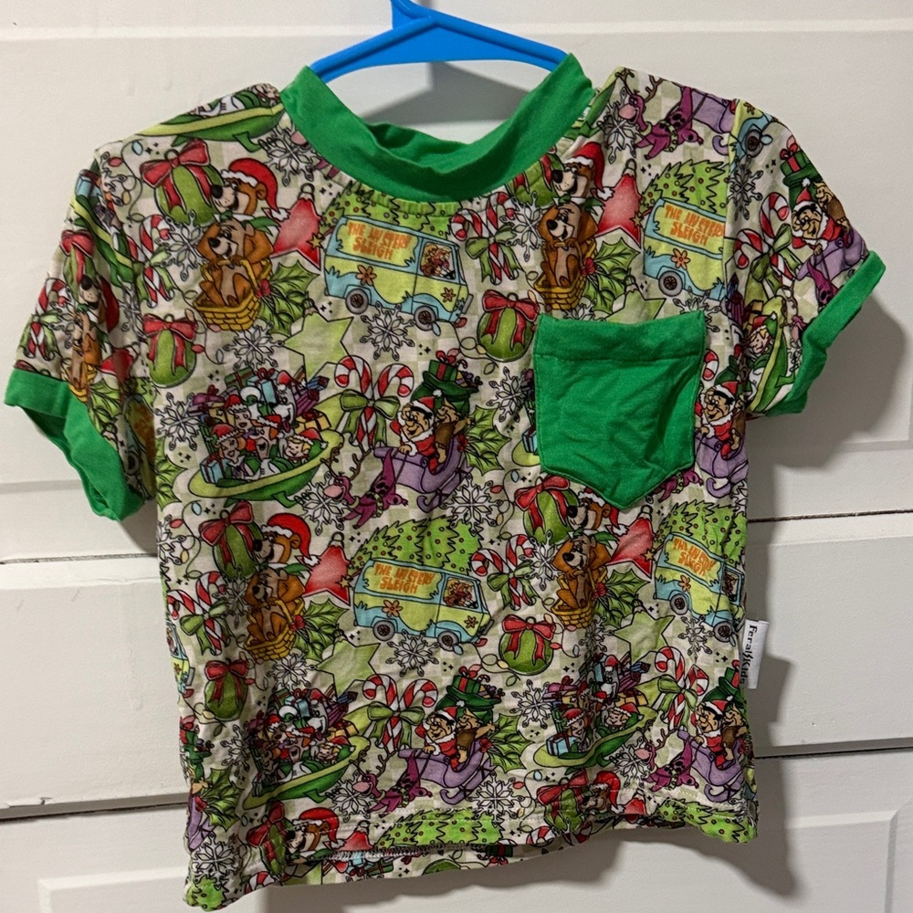 Colorful bamboo Flintstones Christmas Print Kids T-Shirt